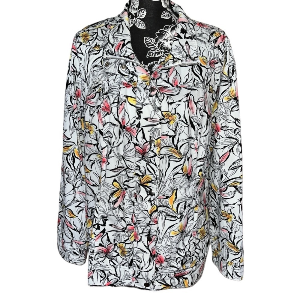 Christopher & Banks Floral Shirt Jacket Size XL